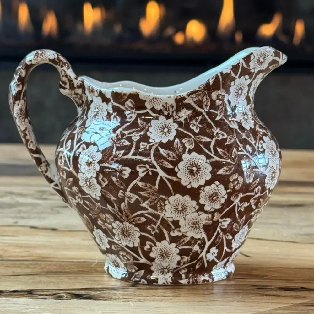 Vintage Royal Crownford Brown Calico Pitcher and Wash Basin Set, Staffordshire